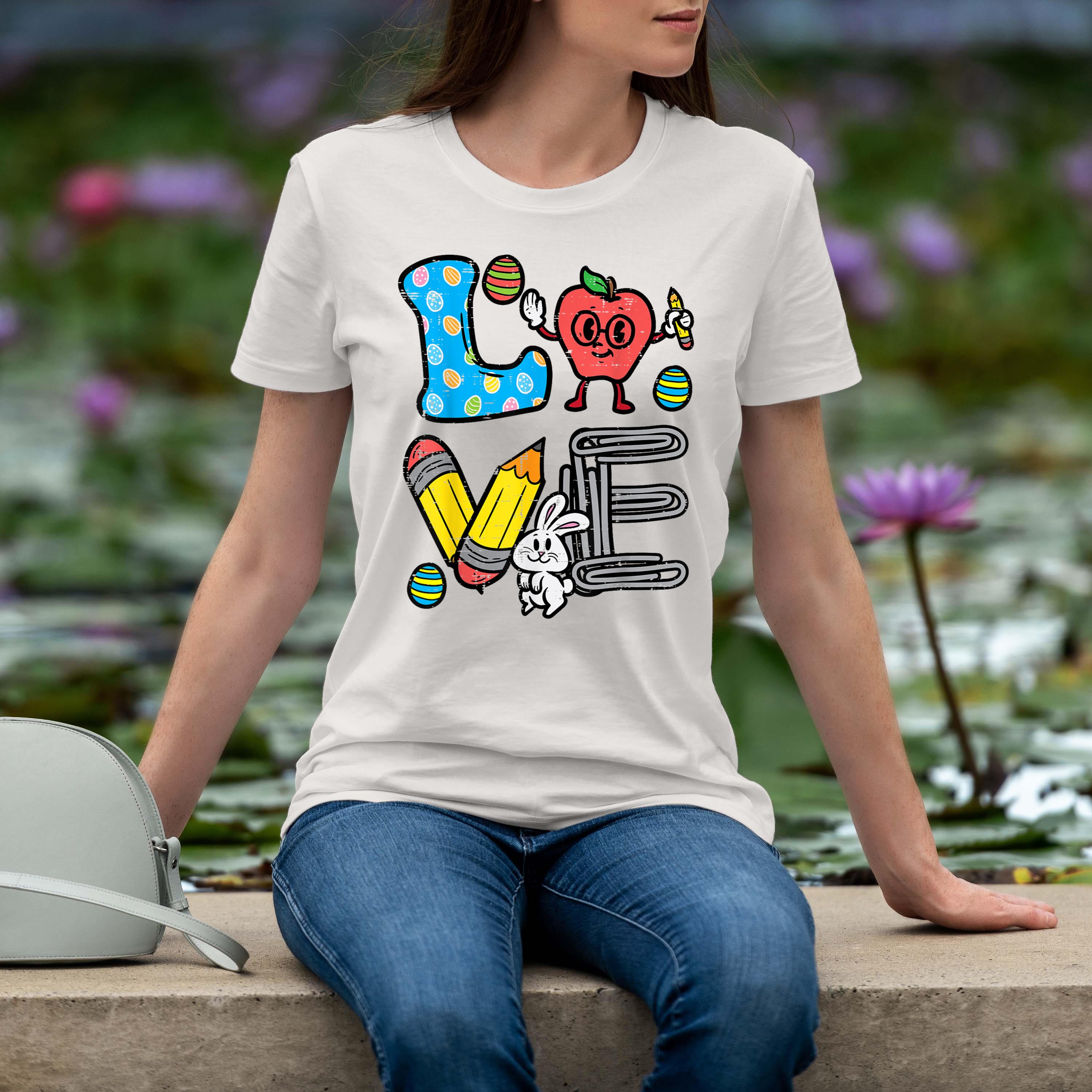 Easter Day Love Teacher Cute Bunny Prek Kindergarten Women Shirt 